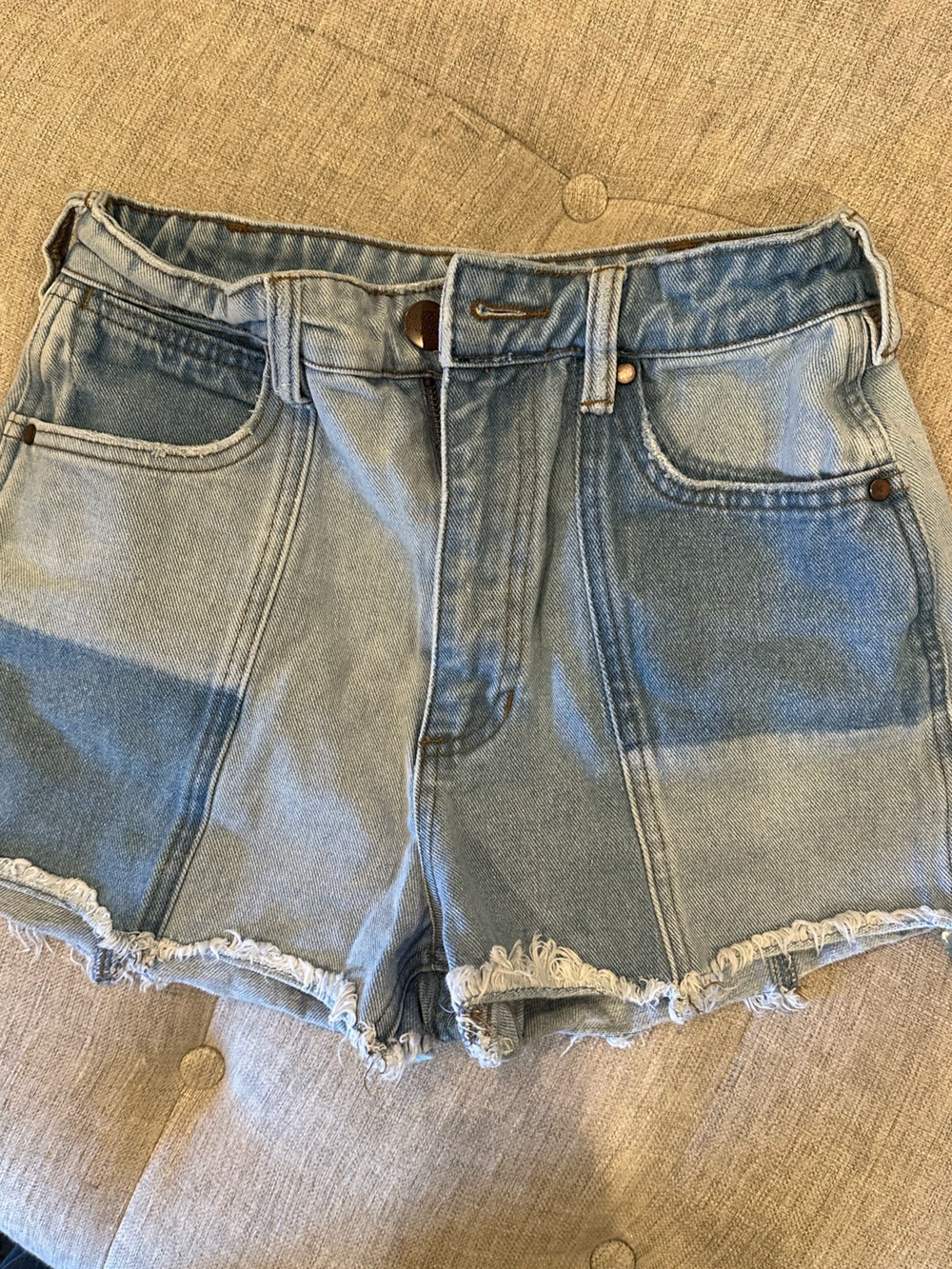 Signature8 Light Blue Frayed Hem Denim Shorts